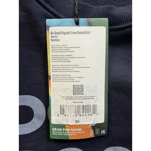 Cotopaxi Men's Do Good Crew Sweatshirt Size Large Maritime Navy NEW - Picture 5 of 7
